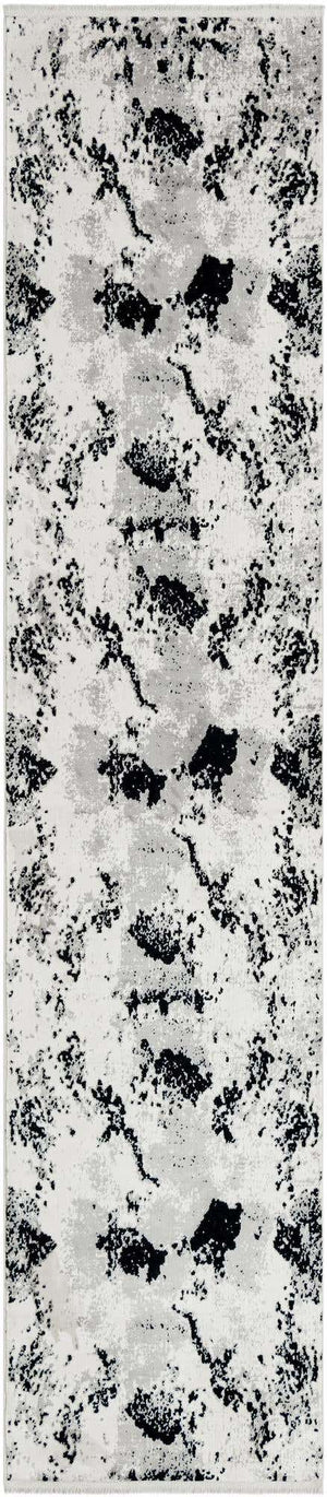 Black and White 2' 7 x 12' Milano Runner Area Rug 100% Polyester with Cotton Backing Modern Contemporary Carpet for Home Decor Interior Design for Sale at Rug Engine