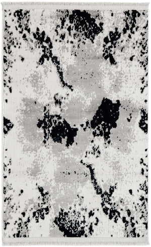 Black and White 2' x 3' 1 Milano Rectangle Area Rug 100% Polyester with Cotton Backing Modern Contemporary Carpet for Home Decor Interior Design for Sale at Rug Engine