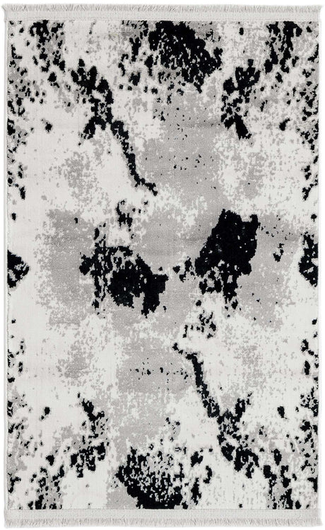 Black and White 2' x 3' 1 Milano Rectangle Area Rug 100% Polyester with Cotton Backing Modern Contemporary Carpet for Home Decor Interior Design for Sale at Rug Engine