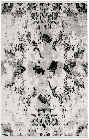 Black and White 4' 1 x 6' 1 Milano Rectangle Area Rug 100% Polyester with Cotton Backing Modern Contemporary Carpet for Home Decor Interior Design for Sale at Rug Engine