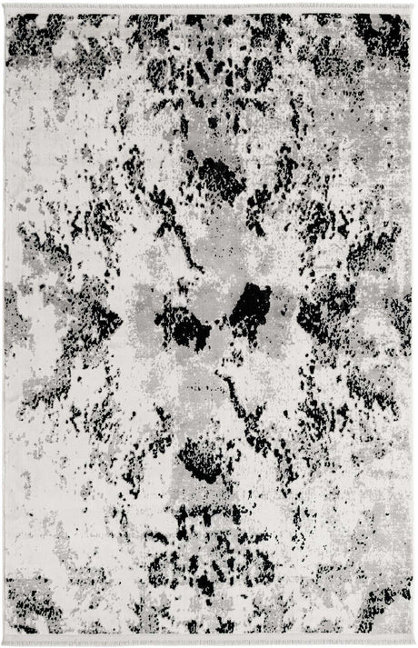 Black and White 4' 1 x 6' 1 Milano Rectangle Area Rug 100% Polyester with Cotton Backing Modern Contemporary Carpet for Home Decor Interior Design for Sale at Rug Engine