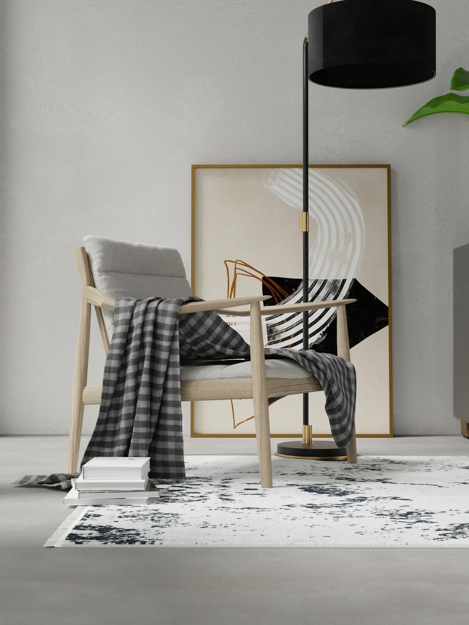 Black and White 4' 1 x 6' 1 Milano Rectangle Area Rug 100% Polyester with Cotton Backing Modern Contemporary Carpet for Home Decor Interior Design for Sale at Rug Engine