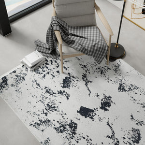 Black and White 10' x 14' 1 Milano Rectangle Area Rug 100% Polyester with Cotton Backing Modern Contemporary Carpet for Home Decor Interior Design for Sale at Rug Engine