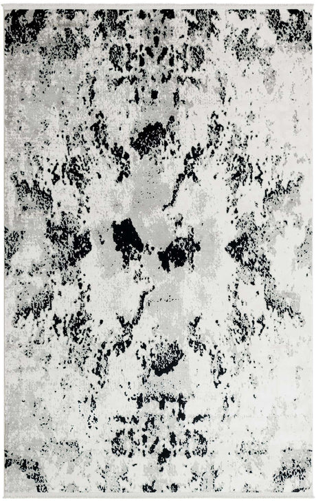 Black and White 5' 3 x 8' Milano Rectangle Area Rug 100% Polyester with Cotton Backing Modern Contemporary Carpet for Home Decor Interior Design for Sale at Rug Engine