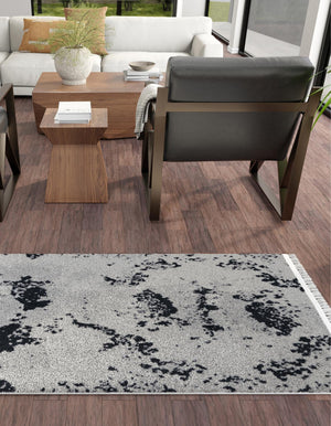Black and White 2' x 6' 1 Milano Runner Area Rug 100% Polyester with Cotton Backing Modern Contemporary Carpet for Home Decor Interior Design for Sale at Rug Engine