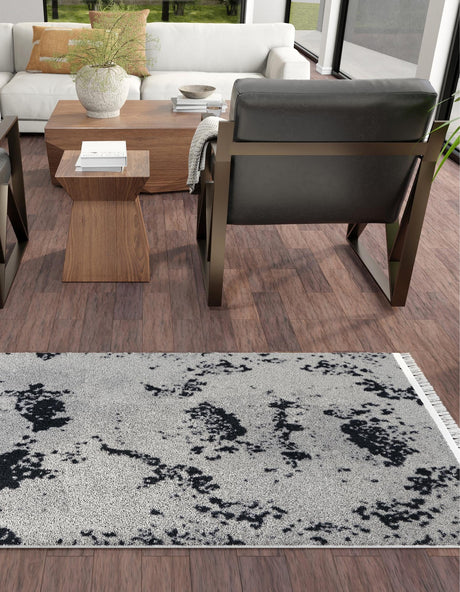 Black and White 2' x 8' Milano Runner Area Rug 100% Polyester with Cotton Backing Modern Contemporary Carpet for Home Decor Interior Design for Sale at Rug Engine