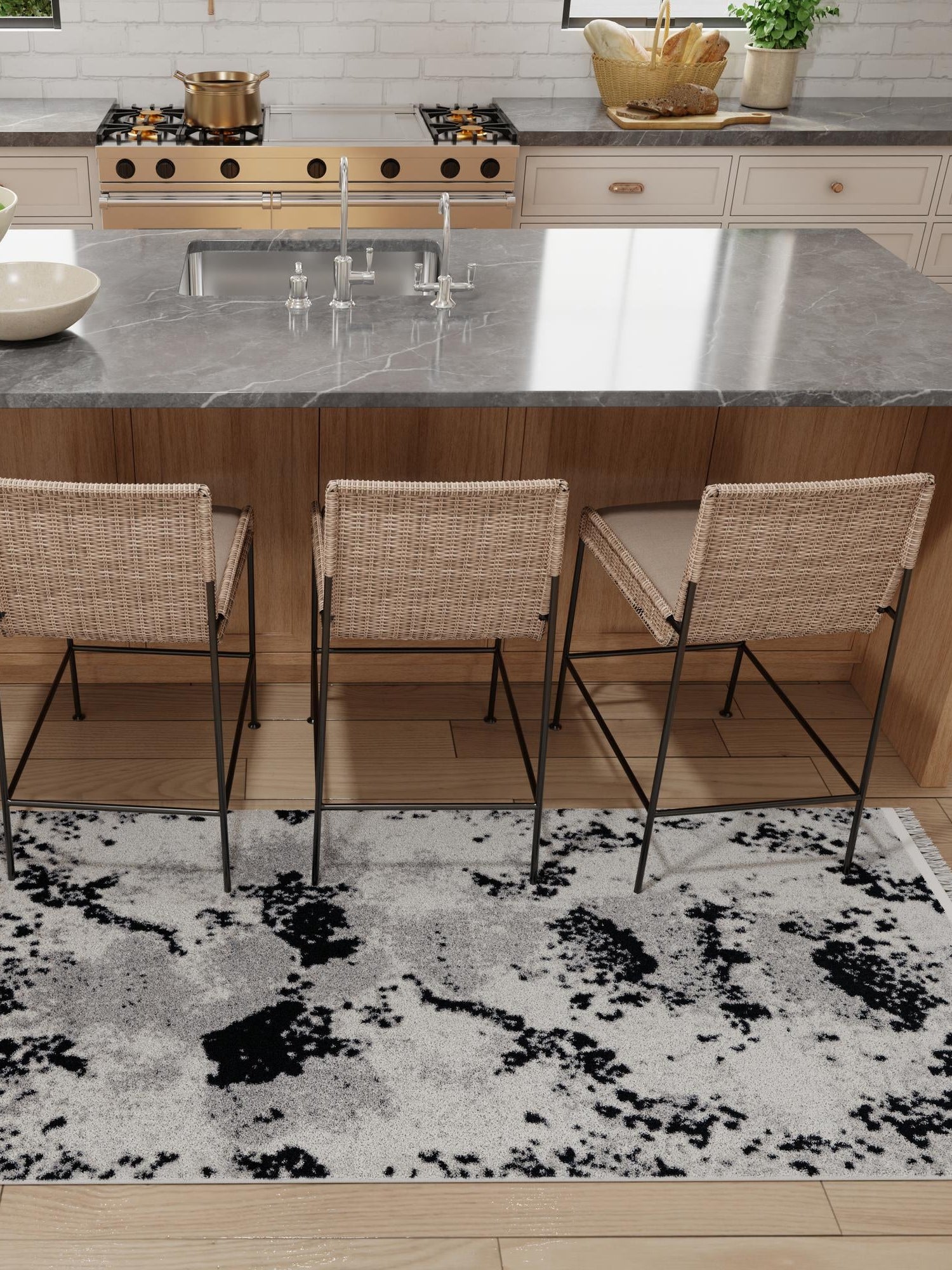 Black and White 2' 7 x 12' Milano Runner Area Rug 100% Polyester with Cotton Backing Modern Contemporary Carpet for Home Decor Interior Design for Sale at Rug Engine