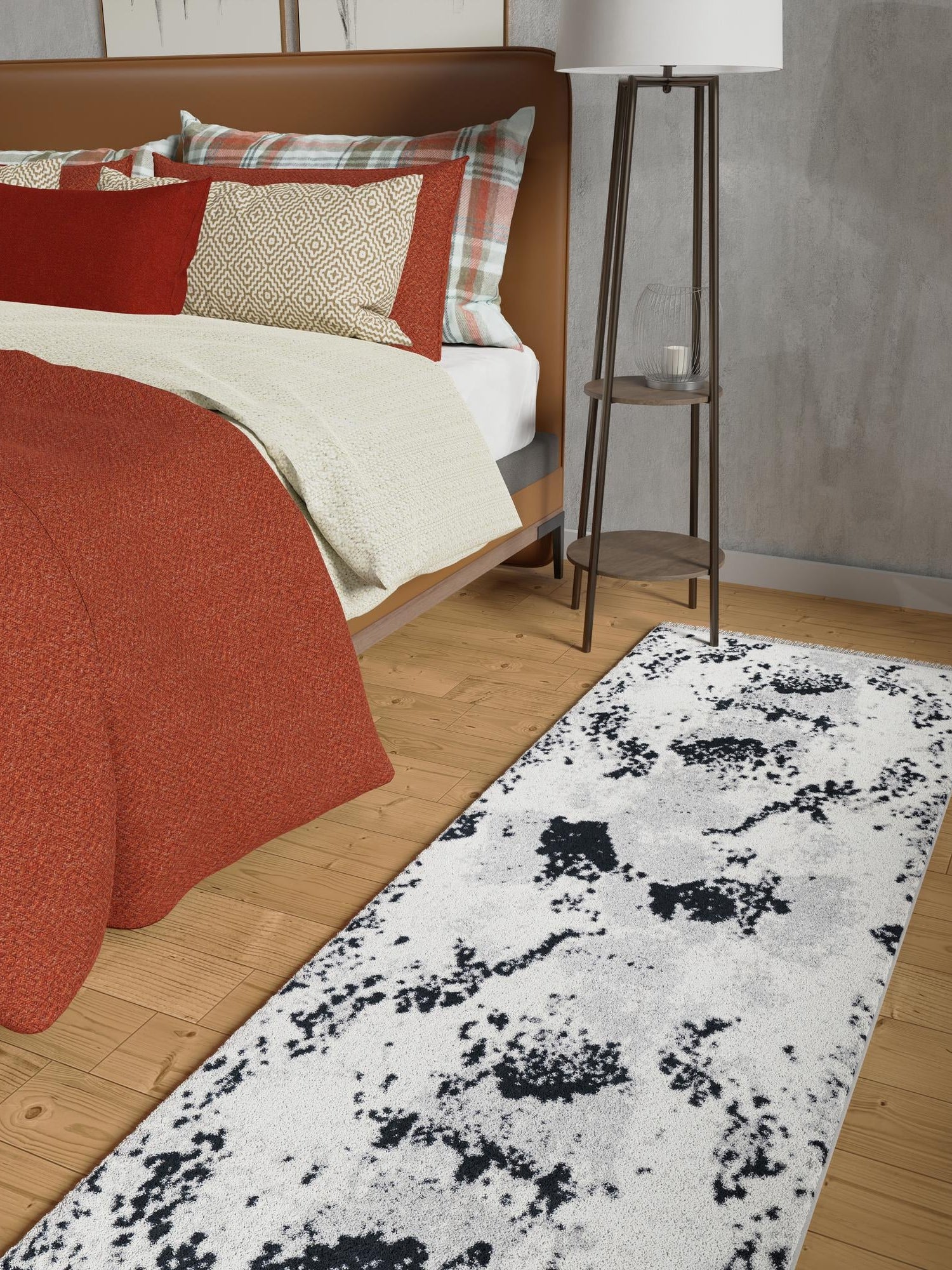 Black and White 2' x 8' Milano Runner Area Rug 100% Polyester with Cotton Backing Modern Contemporary Carpet for Home Decor Interior Design for Sale at Rug Engine
