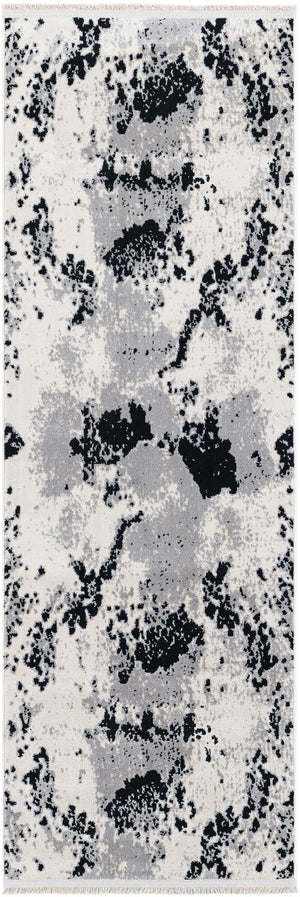 Black and White 2' x 6' 1 Milano Runner Area Rug 100% Polyester with Cotton Backing Modern Contemporary Carpet for Home Decor Interior Design for Sale at Rug Engine