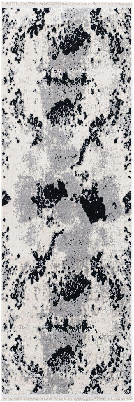 Black and White 2' x 6' 1 Milano Runner Area Rug 100% Polyester with Cotton Backing Modern Contemporary Carpet for Home Decor Interior Design for Sale at Rug Engine