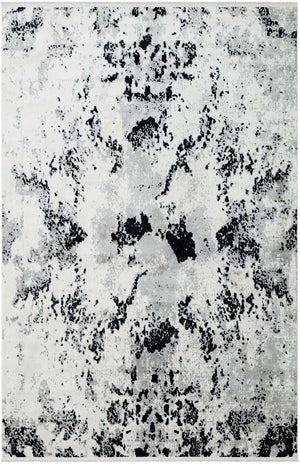 Black and White 6' 1 x 9' Milano Rectangle Area Rug 100% Polyester with Cotton Backing Modern Contemporary Carpet for Home Decor Interior Design for Sale at Rug Engine