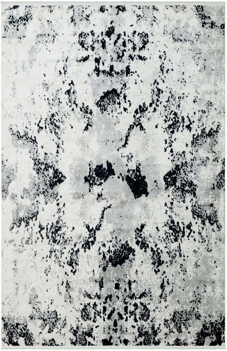 Black and White 6' 1 x 9' Milano Rectangle Area Rug 100% Polyester with Cotton Backing Modern Contemporary Carpet for Home Decor Interior Design for Sale at Rug Engine