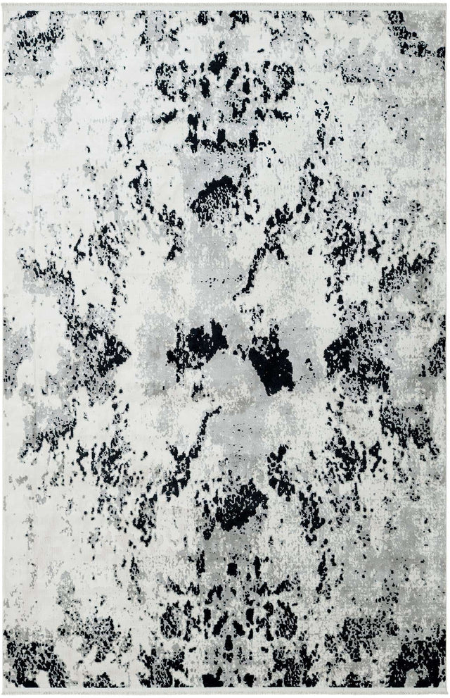 Black and White 6' 1 x 9' Milano Rectangle Area Rug 100% Polyester with Cotton Backing Modern Contemporary Carpet for Home Decor Interior Design for Sale at Rug Engine
