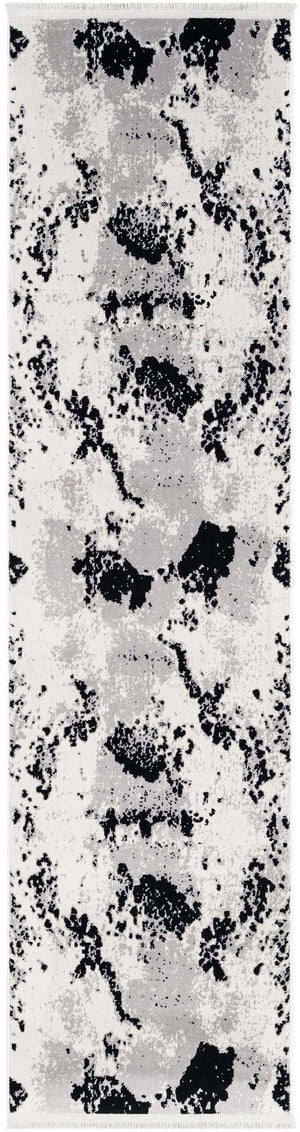 Black and White 2' x 8' Milano Runner Area Rug 100% Polyester with Cotton Backing Modern Contemporary Carpet for Home Decor Interior Design for Sale at Rug Engine