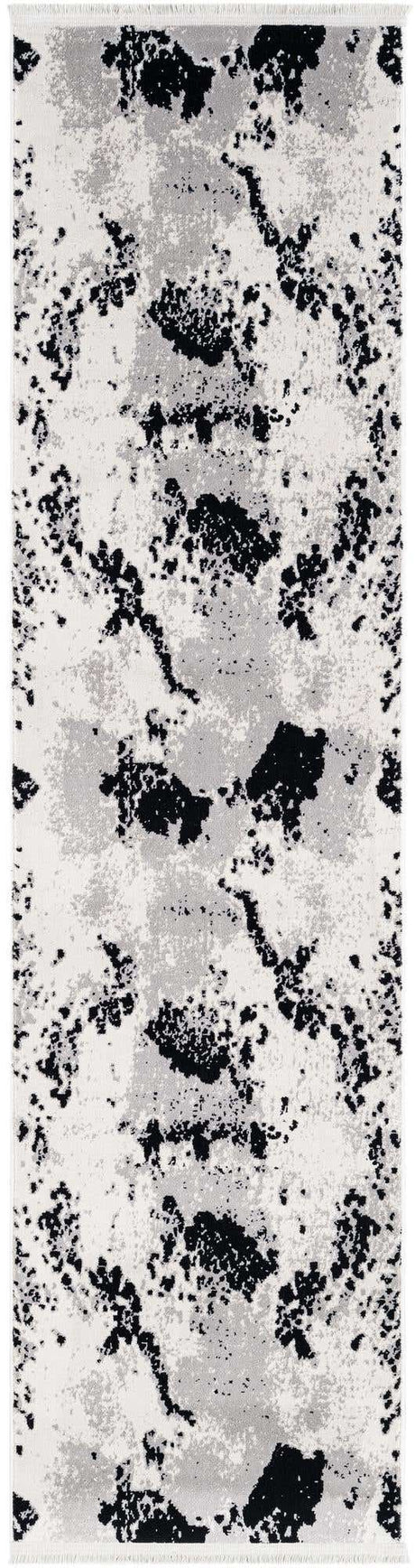Black and White 2' x 8' Milano Runner Area Rug 100% Polyester with Cotton Backing Modern Contemporary Carpet for Home Decor Interior Design for Sale at Rug Engine