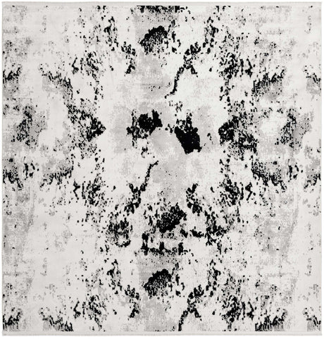 Black and White 7' 10 x 7' 10 Milano Square Area Rug 100% Polyester with Cotton Backing Modern Contemporary Carpet for Home Decor Interior Design for Sale at Rug Engine