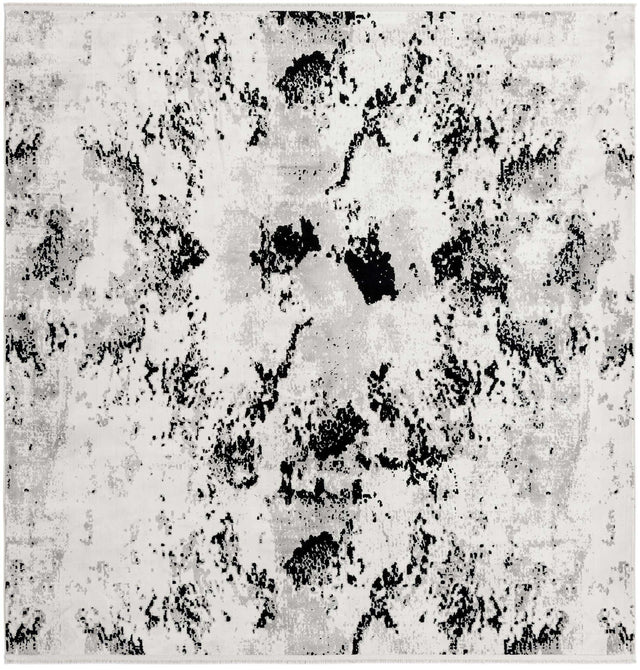 Black and White 7' 10 x 7' 10 Milano Square Area Rug 100% Polyester with Cotton Backing Modern Contemporary Carpet for Home Decor Interior Design for Sale at Rug Engine