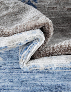Blue Gray 7' 1 x 10' Gabbeh Rectangle Area Rug 100% Polyester (Space-Dyed Yarn) Stylish Contemporary Carpet for Home Interior Design for Sale at Rug Engine