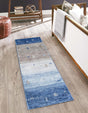 Blue Gray 2' 7 x 10' Gabbeh Runner Area Rug 100% Polyester (Space-Dyed Yarn) Stylish Contemporary Carpet for Home Interior Design for Sale at Rug Engine