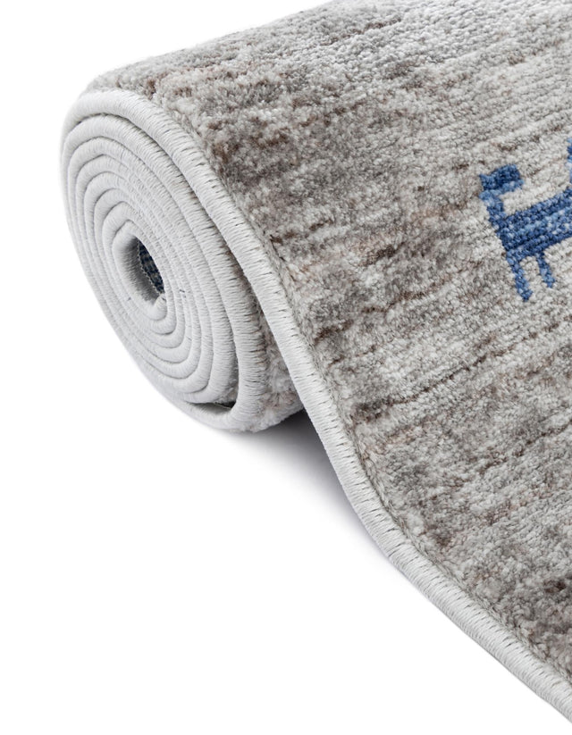 Blue Gray 2' 7 x 12' Gabbeh Runner Area Rug 100% Polyester (Space-Dyed Yarn) Stylish Contemporary Carpet for Home Interior Design for Sale at Rug Engine