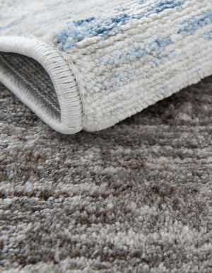 Blue Gray 3' 3 x 3' 3 Gabbeh Round Area Rug 100% Polyester (Space-Dyed Yarn) Stylish Contemporary Carpet for Home Interior Design for Sale at Rug Engine