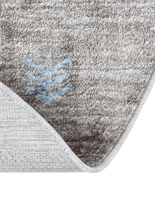 Blue Gray 5' 3 x 5' 3 Gabbeh Round Area Rug 100% Polyester (Space-Dyed Yarn) Stylish Contemporary Carpet for Home Interior Design for Sale at Rug Engine