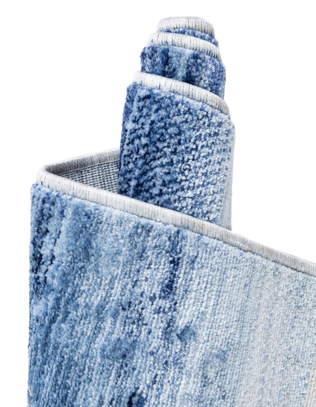 Blue Gray 7' 10 x 7' 10 Gabbeh Round Area Rug 100% Polyester (Space-Dyed Yarn) Stylish Contemporary Carpet for Home Interior Design for Sale at Rug Engine