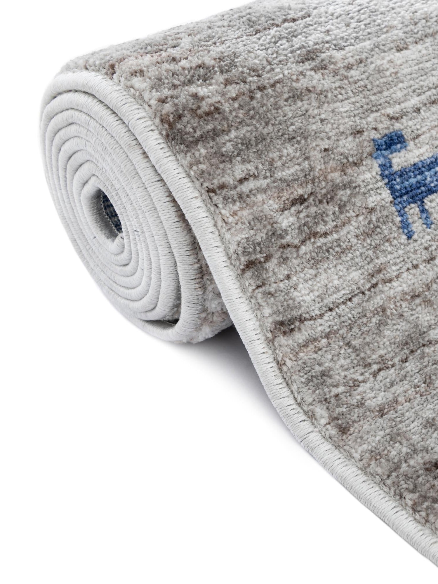 Blue Gray 3' 3 x 3' 3 Gabbeh Round Area Rug 100% Polyester (Space-Dyed Yarn) Stylish Contemporary Carpet for Home Interior Design for Sale at Rug Engine