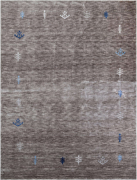 Gray Brown 9' 10 x 13' 1 Gabbeh Rectangle Area Rug 100% Polyester (Space-Dyed Yarn) Stylish Contemporary Carpet for Home Interior Design for Sale at Rug Engine
