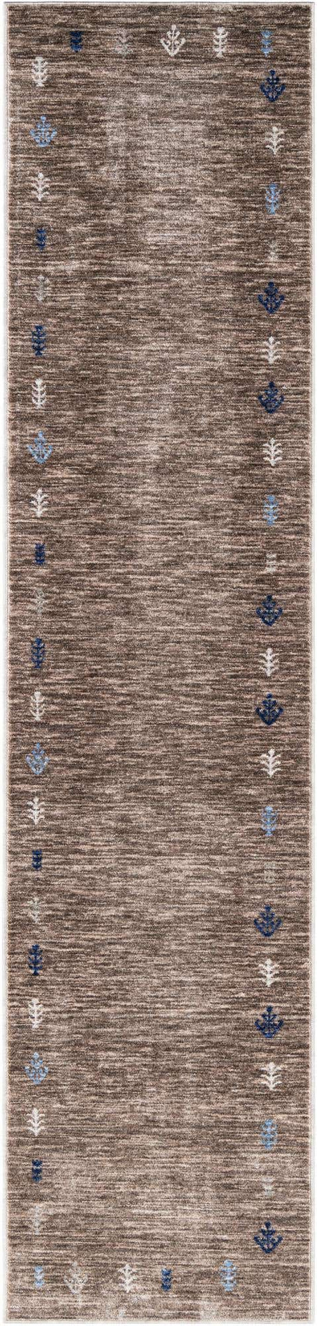 Gray Brown 2' 7 x 12' Gabbeh Runner Area Rug 100% Polyester (Space-Dyed Yarn) Stylish Contemporary Carpet for Home Interior Design for Sale at Rug Engine