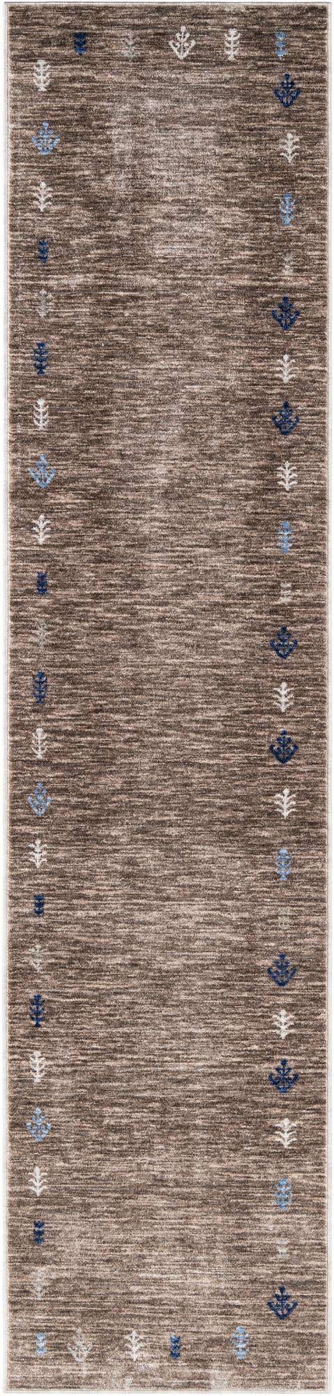 Gray Brown 2' 7 x 12' Gabbeh Runner Area Rug 100% Polyester (Space-Dyed Yarn) Stylish Contemporary Carpet for Home Interior Design for Sale at Rug Engine