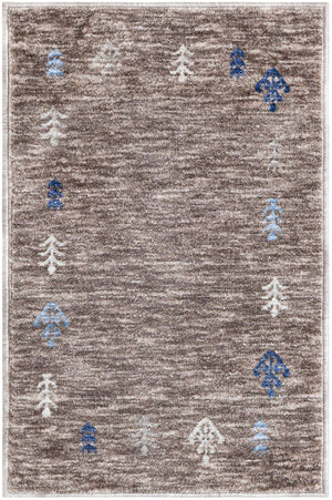 Gray Brown 2' x 3' 1 Gabbeh Rectangle Area Rug 100% Polyester (Space-Dyed Yarn) Stylish Contemporary Carpet for Home Interior Design for Sale at Rug Engine