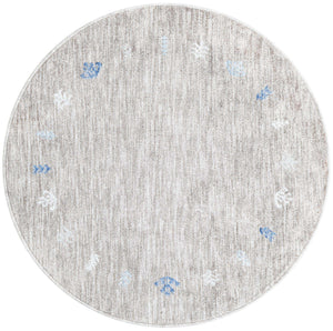 Gray Brown 3' 3 x 3' 3 Gabbeh Round Area Rug 100% Polyester (Space-Dyed Yarn) Stylish Contemporary Carpet for Home Interior Design for Sale at Rug Engine
