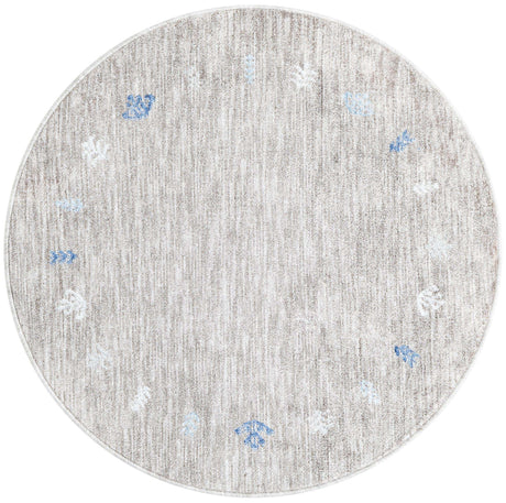 Gray Brown 3' 3 x 3' 3 Gabbeh Round Area Rug 100% Polyester (Space-Dyed Yarn) Stylish Contemporary Carpet for Home Interior Design for Sale at Rug Engine