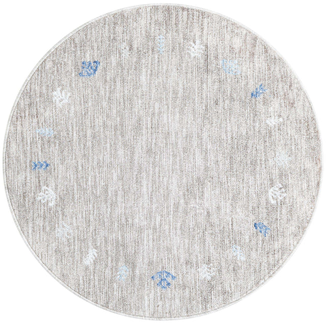 Gray Brown 3' 3 x 3' 3 Gabbeh Round Area Rug 100% Polyester (Space-Dyed Yarn) Stylish Contemporary Carpet for Home Interior Design for Sale at Rug Engine