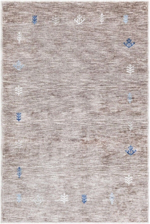 Gray Brown 4' 1 x 6' 1 Gabbeh Rectangle Area Rug 100% Polyester (Space-Dyed Yarn) Stylish Contemporary Carpet for Home Interior Design for Sale at Rug Engine
