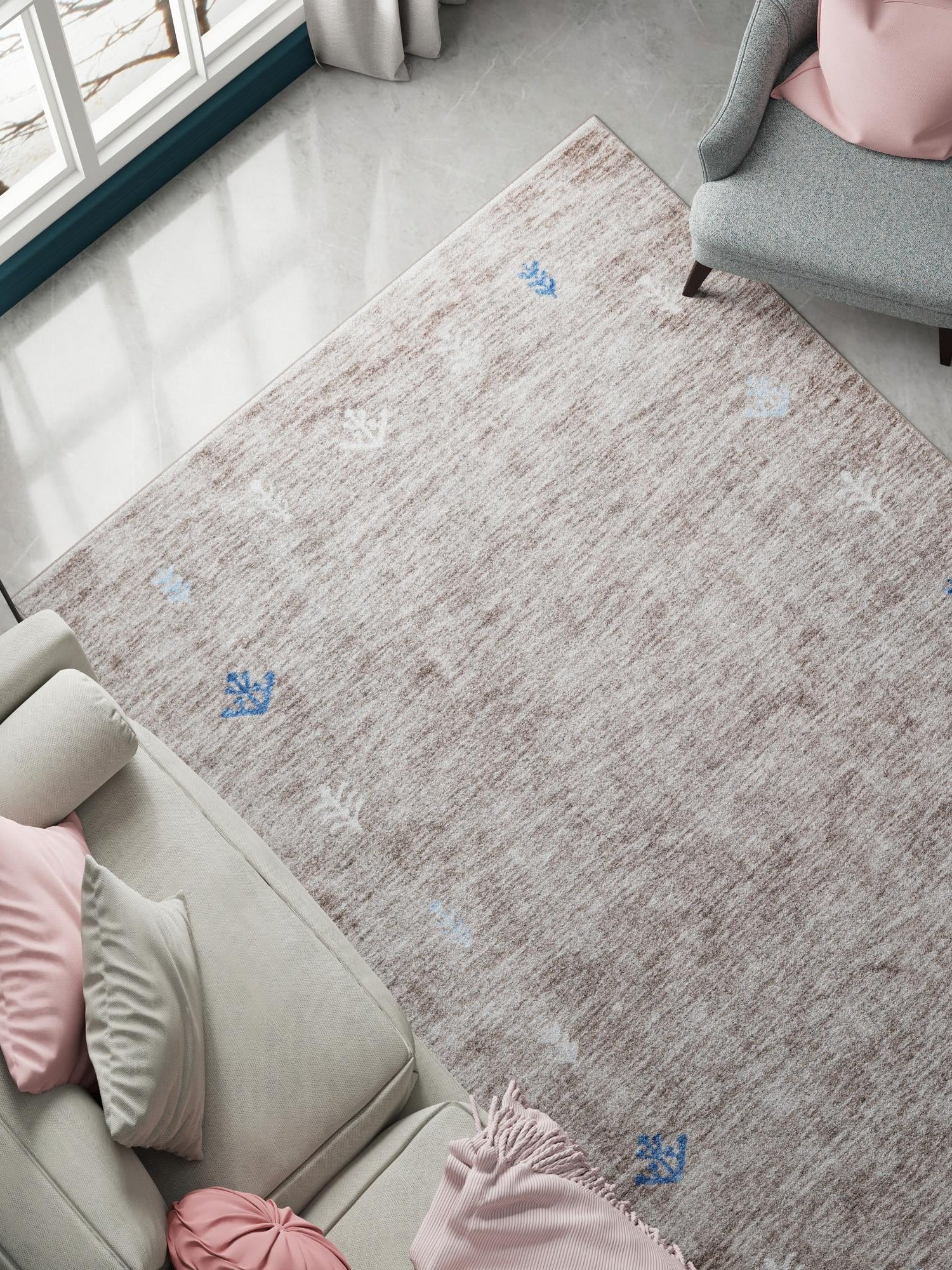 Gray Brown 4' 1 x 6' 1 Gabbeh Rectangle Area Rug 100% Polyester (Space-Dyed Yarn) Stylish Contemporary Carpet for Home Interior Design for Sale at Rug Engine