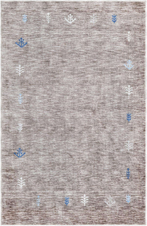 Gray Brown 5' 3 x 8' Gabbeh Rectangle Area Rug 100% Polyester (Space-Dyed Yarn) Stylish Contemporary Carpet for Home Interior Design for Sale at Rug Engine