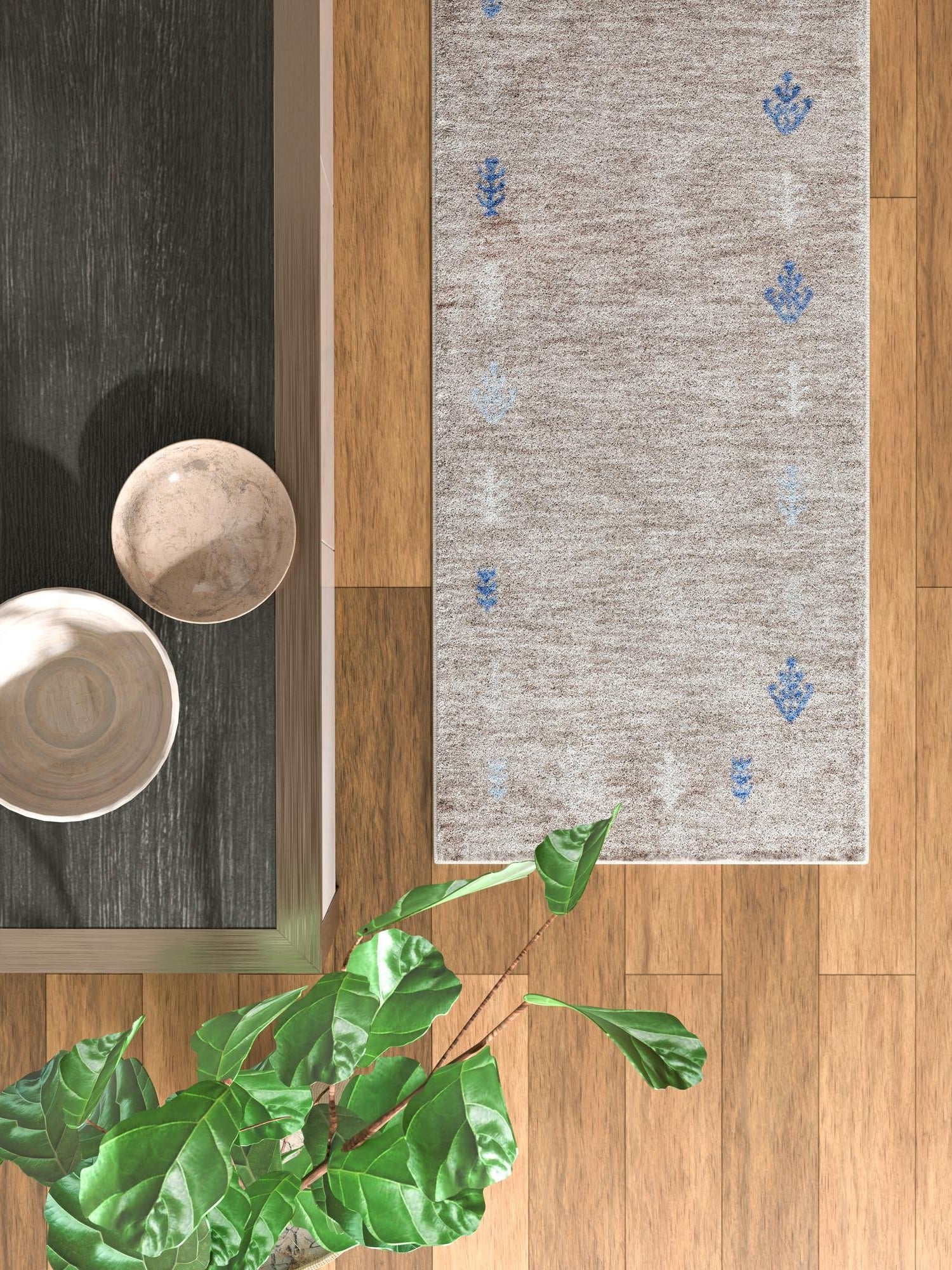 Gray Brown 2' x 8' Gabbeh Runner Area Rug 100% Polyester (Space-Dyed Yarn) Stylish Contemporary Carpet for Home Interior Design for Sale at Rug Engine