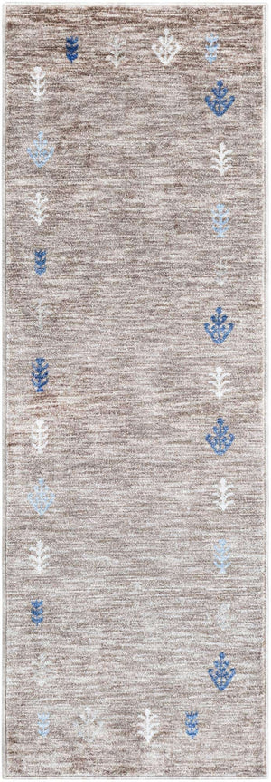 Gray Brown 2' x 6' 1 Gabbeh Runner Area Rug 100% Polyester (Space-Dyed Yarn) Stylish Contemporary Carpet for Home Interior Design for Sale at Rug Engine