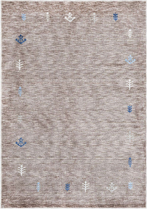 Gray Brown 7' 1 x 10' Gabbeh Rectangle Area Rug 100% Polyester (Space-Dyed Yarn) Stylish Contemporary Carpet for Home Interior Design for Sale at Rug Engine