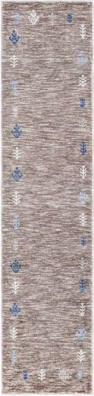 Gray Brown 2' x 8' Gabbeh Runner Area Rug 100% Polyester (Space-Dyed Yarn) Stylish Contemporary Carpet for Home Interior Design for Sale at Rug Engine