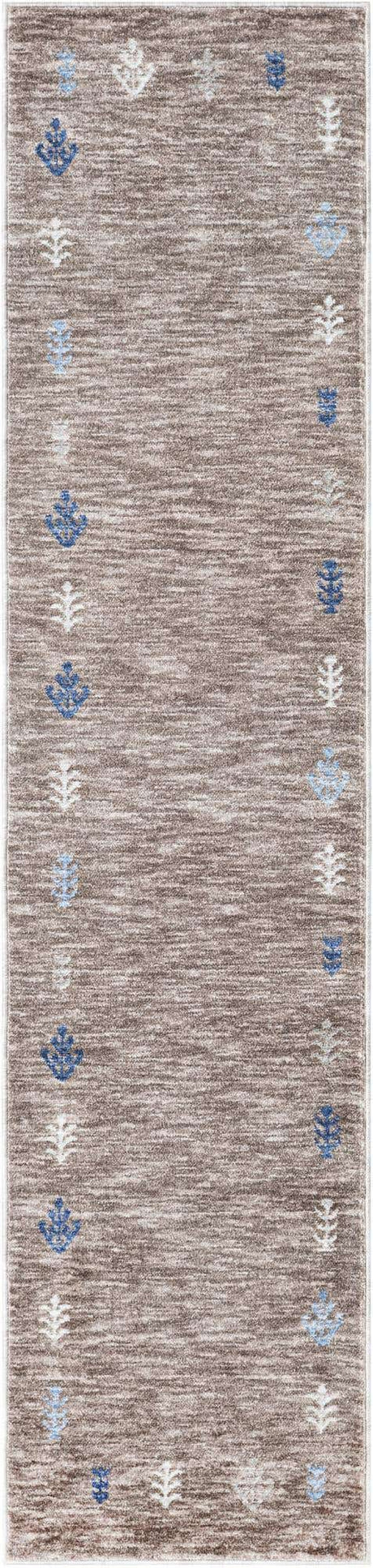 Gray Brown 2' x 8' Gabbeh Runner Area Rug 100% Polyester (Space-Dyed Yarn) Stylish Contemporary Carpet for Home Interior Design for Sale at Rug Engine