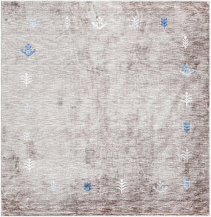 Gray Brown 7' 10 x 7' 10 Gabbeh Square Area Rug 100% Polyester (Space-Dyed Yarn) Stylish Contemporary Carpet for Home Interior Design for Sale at Rug Engine