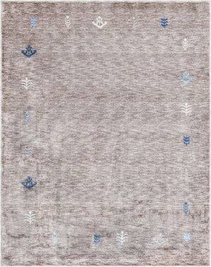 Gray Brown 7' 10 x 10' Gabbeh Rectangle Area Rug 100% Polyester (Space-Dyed Yarn) Stylish Contemporary Carpet for Home Interior Design for Sale at Rug Engine