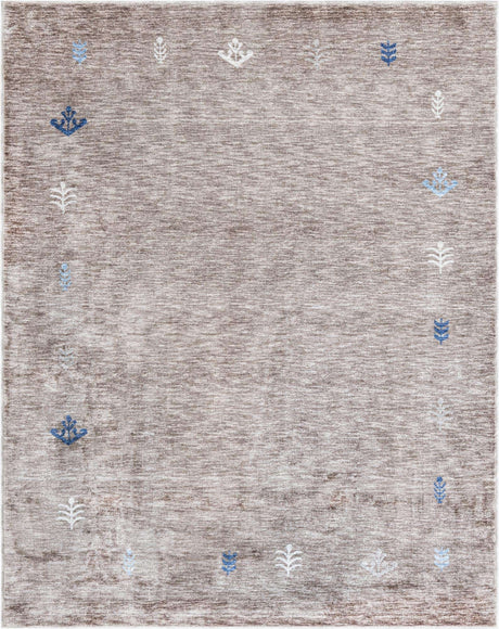 Gray Brown 7' 10 x 10' Gabbeh Rectangle Area Rug 100% Polyester (Space-Dyed Yarn) Stylish Contemporary Carpet for Home Interior Design for Sale at Rug Engine