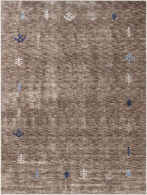 Gray Brown 9' x 12' Gabbeh Rectangle Area Rug 100% Polyester (Space-Dyed Yarn) Stylish Contemporary Carpet for Home Interior Design for Sale at Rug Engine
