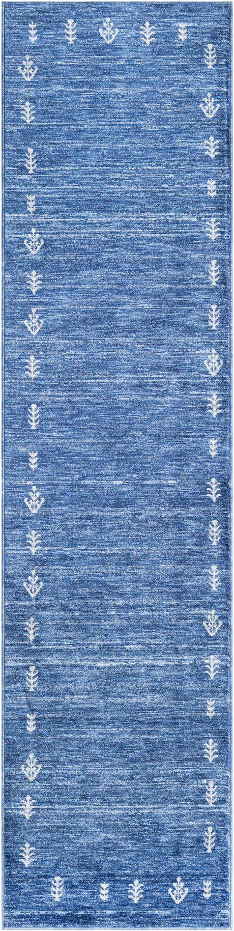 Navy Blue 2' 7 x 10' Gabbeh Runner Area Rug 100% Polyester (Space-Dyed Yarn) Stylish Contemporary Carpet for Home Interior Design for Sale at Rug Engine