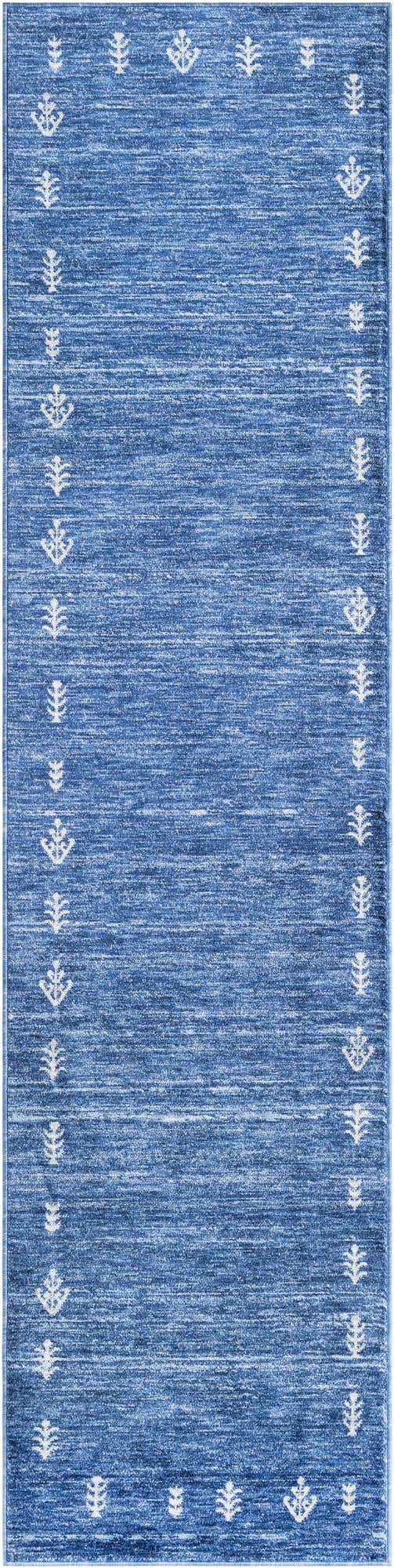 Navy Blue 2' 7 x 10' Gabbeh Runner Area Rug 100% Polyester (Space-Dyed Yarn) Stylish Contemporary Carpet for Home Interior Design for Sale at Rug Engine