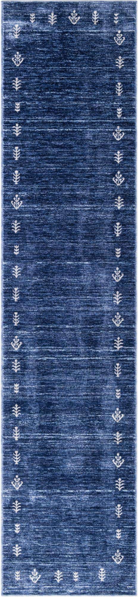 Navy Blue 2' 7 x 12' Gabbeh Runner Area Rug 100% Polyester (Space-Dyed Yarn) Stylish Contemporary Carpet for Home Interior Design for Sale at Rug Engine